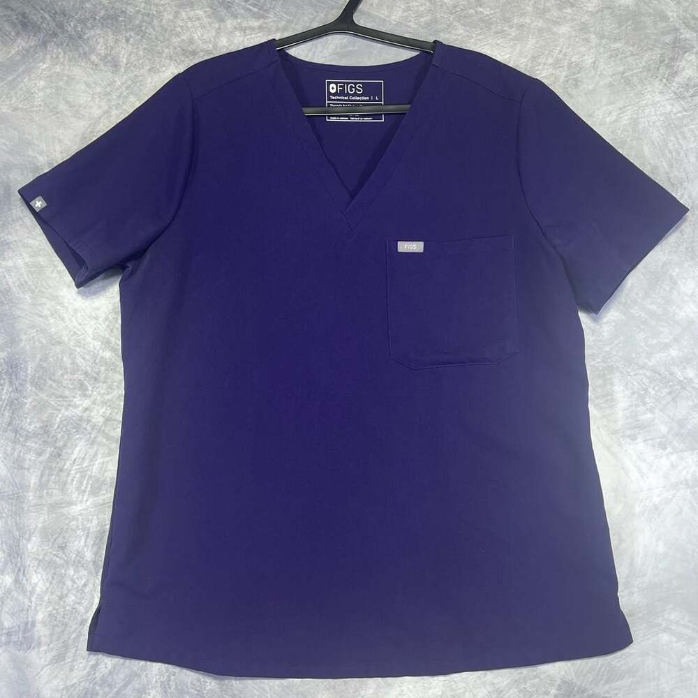 Figs Catarina One-Pocket Scrub Top Size L Purple Medical Nurse Top